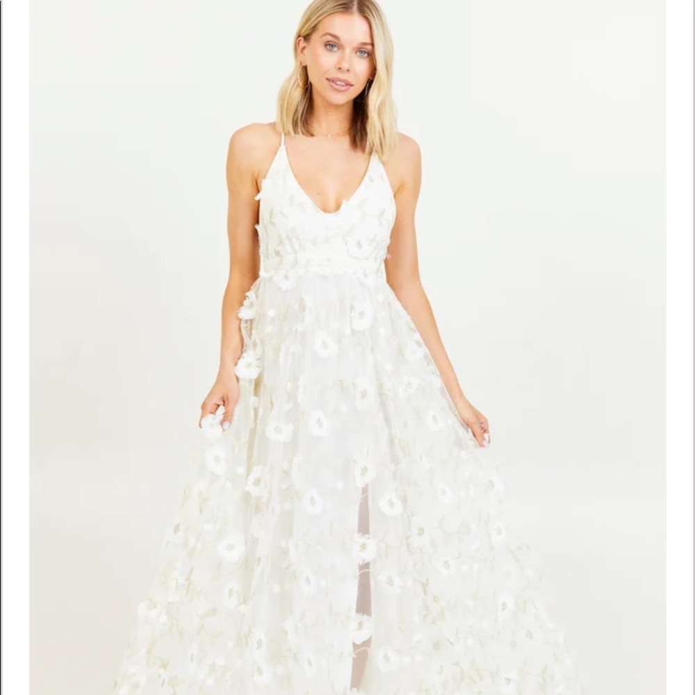 Altard State floral lace dress XS Arabella white maxi dress
